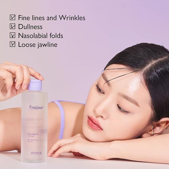Fraijour Retin-Collagen 3D Core Toner – Anti-Aging Korean Toner with Bakuchiol, 7 Types of Collagen & Hyaluronic Acid, Firms Skin & Reduces Pores, Gentle for Sensitive Skin, 8.45 fl.oz.
