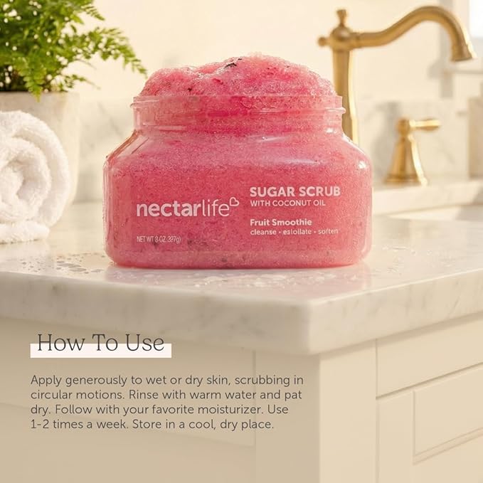 Sugar Body Scrub 8 oz, Moisturizing and Exfoliating Scrub for Nourishing Essential Body Care, Gift For Her (Fruit Smoothie)