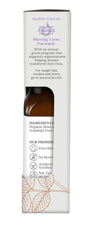 Aura Cacia Organic Rosehip Skin Care Oil | GC/MS Tested for Purity | 30ml (1 fl. oz.) in Box