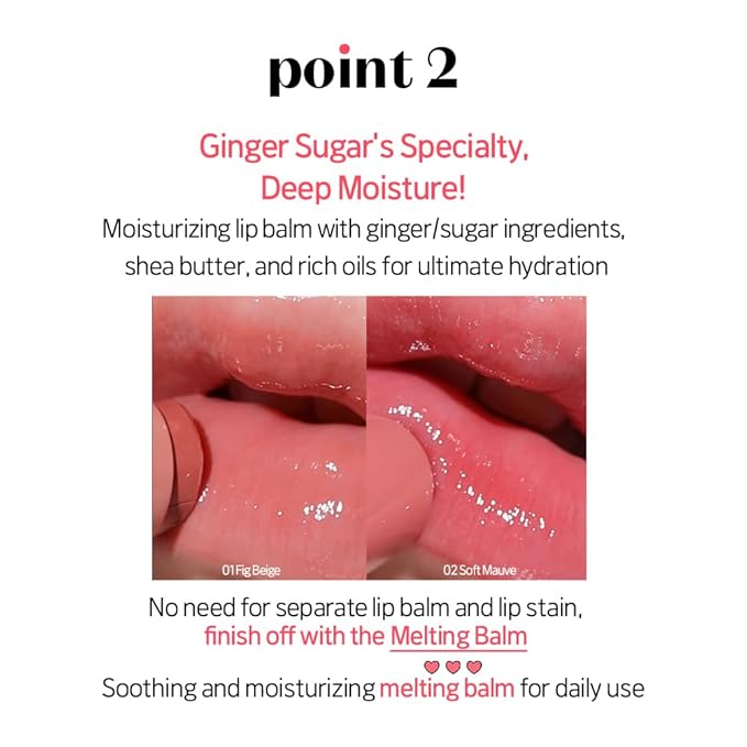 Etude Ginger Sugar Melting Balm Stick 04 Peanut Butter | Tinted Moisturizing Lip balm | Natural Ingredients Hydrate Ginger, Sugar, Shea Butter Moisturizing Relaxing Effect | K-Beauty