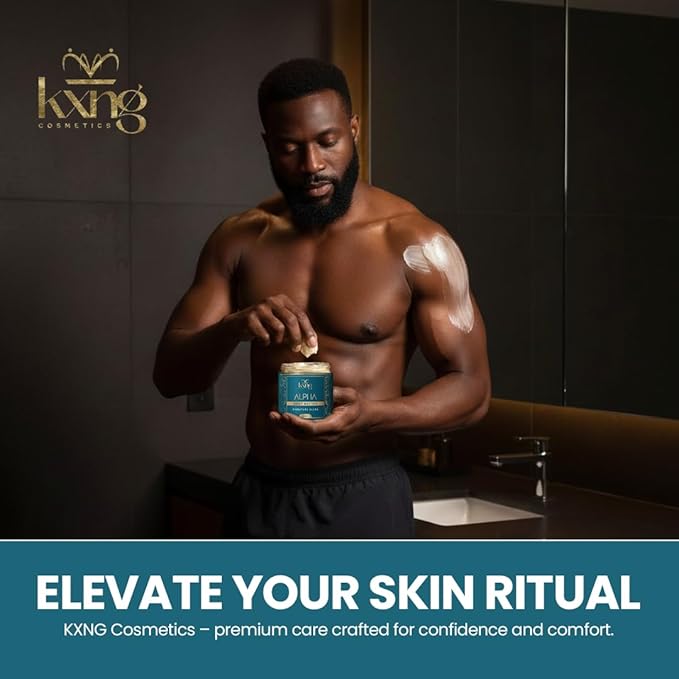 KXNG Cosmetics Whipped Organic Shea Body Butter – 4oz | Cruelty-Free Body Butter for Men & Women with Shea, Cocoa & Coconut Oil | Lightweight Hydrating Cream for Hands, Feet & All Skin Types – Alpha