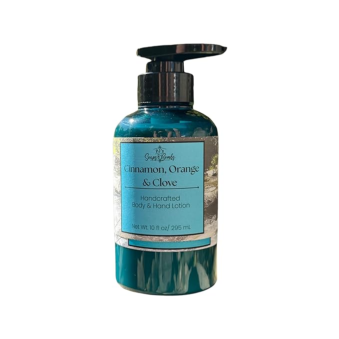 PJ's Cinnamon, Orange and Clove Handcrafted Luxury Body Lotion – Moisturizing, Non-Greasy Skincare with Natural Ingredients, Paraben-Free & Cruelty-Free, 10 oz
