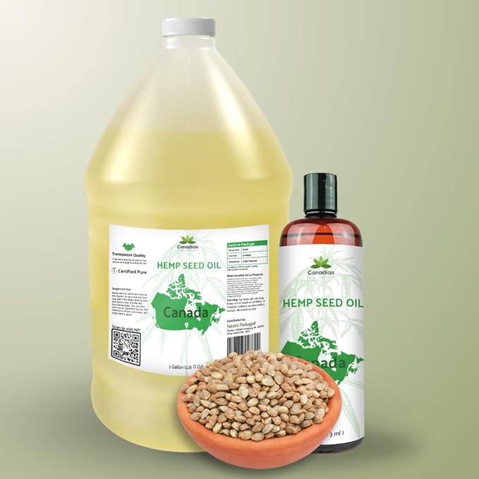 Hemp Seed Oil for Skin, Hair and Body Direct from Hemp Oil Canada - Cold Pressed Hemp Seed Oils - 1 Gallon