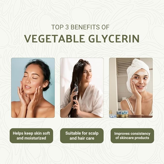 Vegetable Glycerin Oil - 100% Pure Plant Based Glycerol for DIY Skincare, Hair Care, Soap Making & Cosmetics - Vegan Moisturizing Humectant for Lotions & Creams - USP Grade 16oz