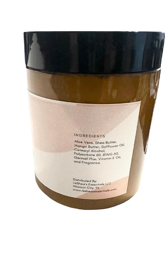 LE SHEA Egyptian Amber Body Butter w African Shea Butter, Mango Butter, Vitamin E Oil, Skin Cream, Vegan Moisturizer, Thick Lotion Plant Based Dry Cracked Hand Feet 8 oz