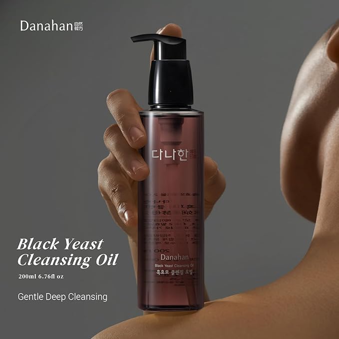 Danahan Black Yeast Cleansing Oil 200ml 6.76 Fl. Oz. Gentle Makeup Remover Facial Cleanser Plant-based Vegan Oil Korean Skincare
