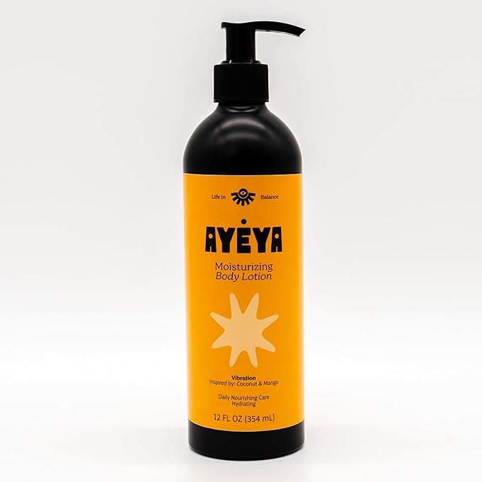AYÉYA Moisturizing Body Lotion – Vibration – Mango, Cedarwood & Patchouli Oils – Vegan Daily Lotion with Mango Butter for Deep Hydration & Skin Repair – 12 Fl Oz
