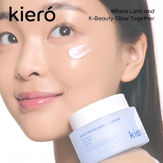 Kiero Moisturizing Barrier Cream - Hydrating Daily Face Moisturizer with Blue Agave, Ceramides & Squalane for All Skin Types - Vegan, Soothing Facial Lotion Barrier Repair Korean Skin Care (1.76 oz)
