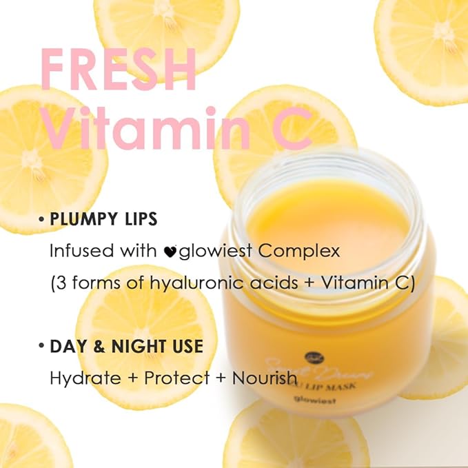 glowiest Sweet Dreams Overnight Lip Mask- Nourishing, Plumping and Hydrating Lip Balm | glowiest Sweet Dreams Lip Sleeping Mask | Hyaluronic Acids+Vitamin C+Shea Butter+Antioxidants l Yuzu - 0.7 oz.