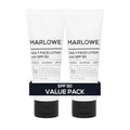 MARLOWE. No. 128 Men's Facial Lotion with Sunscreen SPF 50, 3.4 oz (2 Pack), Oil-Free, Lightweight Daily Face Moisturizer for Men, Includes Natural Extracts to Hydrate, Nourish & Soothe