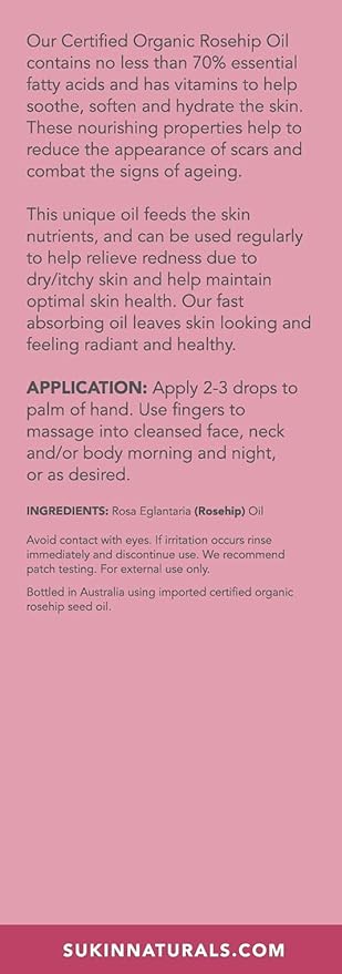 Sukin Certified Organic Rosehip Oil, 1.69 Ounces