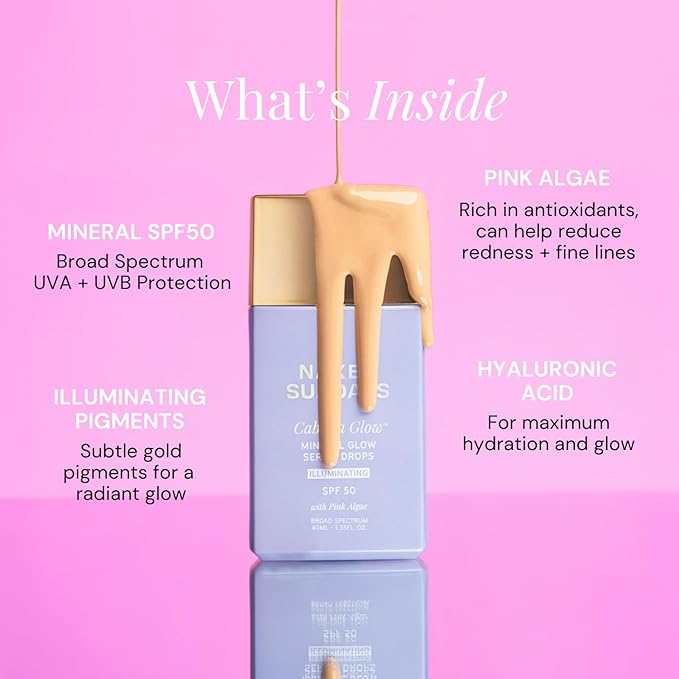 Naked Sundays CabanaGlow Illuminating Tinted Sunscreen Serum Drops SPF 50 - Hydrating, Brightening, Zinc Oxide Daily Face Sunscreen with Skin-Perfecting Pigments