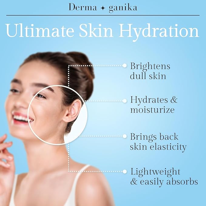 Derma ganika Hyaluronic Acid Serum for Face & Neck - Made in USA Ultra-Hydrating Anti-Aging Serum with Aloe Vera | Softens, Smooths, and Brightens Dry & Sensitive Skin (Pack of 2)