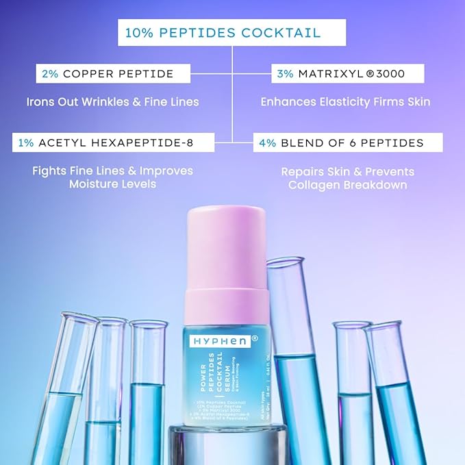Hyphen 10% Peptide with 2% Copper Peptide Face Serum | Advanced Youth Formula | Boosts Collagen & Elastin | All Skin Types - 18ml
