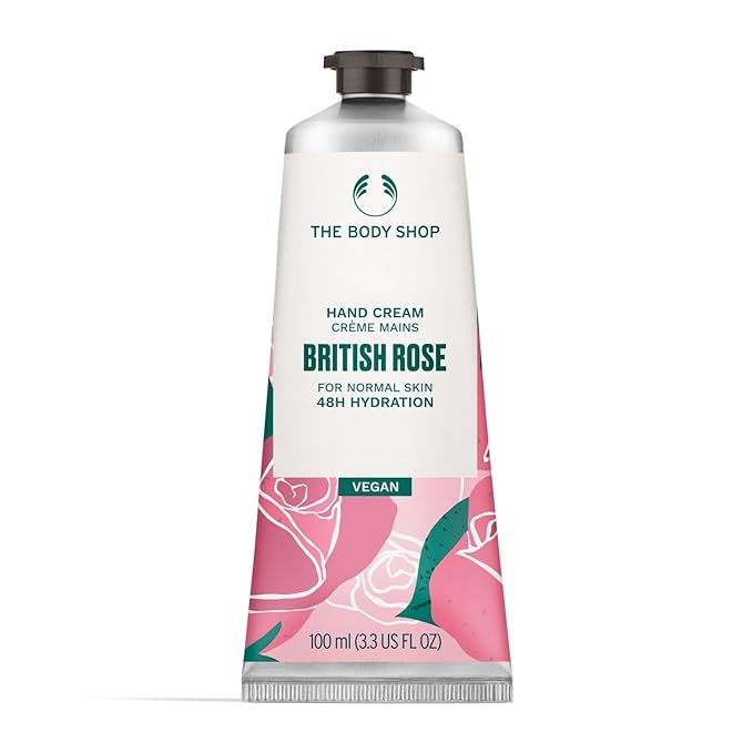 The Body Shop British Rose Hand Cream – Fresh Dewy Fragrance, On-the-Go Hydration & Protection – 1.0 oz