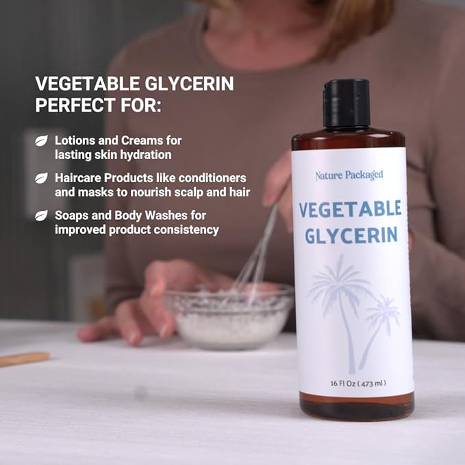 Vegetable Glycerin Oil - 100% Pure Plant Based Glycerol for DIY Skincare, Hair Care, Soap Making & Cosmetics - Vegan Moisturizing Humectant for Lotions & Creams - USP Grade 16oz