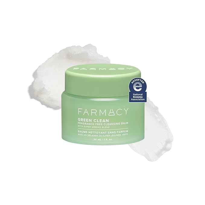 Farmacy Sensitive Skin Makeup Remover Cleansing Balm - Green Clean Waterproof Makeup Remover Balm + Oil Cleanser for Face - Melts Make Up + SPF - Hydrates + Softens Skin - Fragrance Free (30ml)