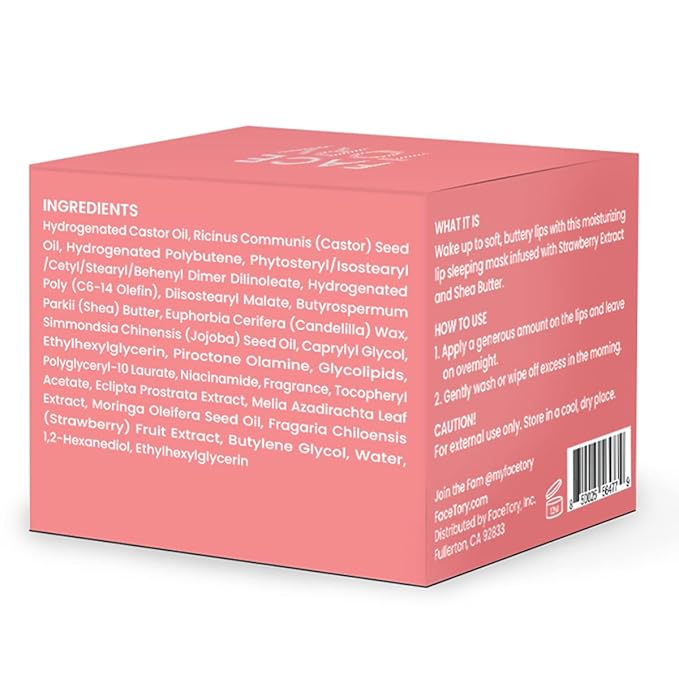 FaceTory Berry Jam Lip Sleeping Mask with Strawberry Fruit Extract and Shea Butter - for Softer Lips, for Dry, Cracked, and Chapped Lips, Moisturizing, Protecting, Nourishing - 10g (Pack of 2)