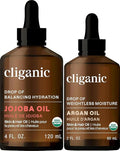 Cliganic Carrier Oils Duo: Organic Jojoba Oil and Organic Argan Oil