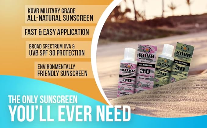 Kovr Sunscreen Organic SPF 30 Mineral Sunblock - Coral Reef Friendly Face & Body Lotion | Broad Spectrum Moisturizing UVA/UVB Travel Size Sunscreen, Fragrance-Free | 4 oz