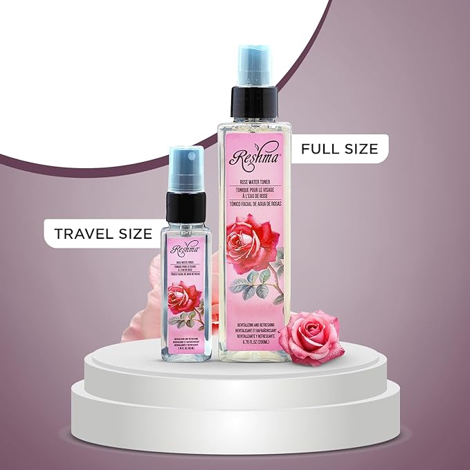Reshma Beauty Travel Size Rose Water Toner Hydrating Mist for All Skin and Hair Types Plant-Based Facial Toner, No Dye Alcohol-Free, For Daily Use and Cruelty-Free, TSA Approved, 1.70 fl oz, Pack of 1