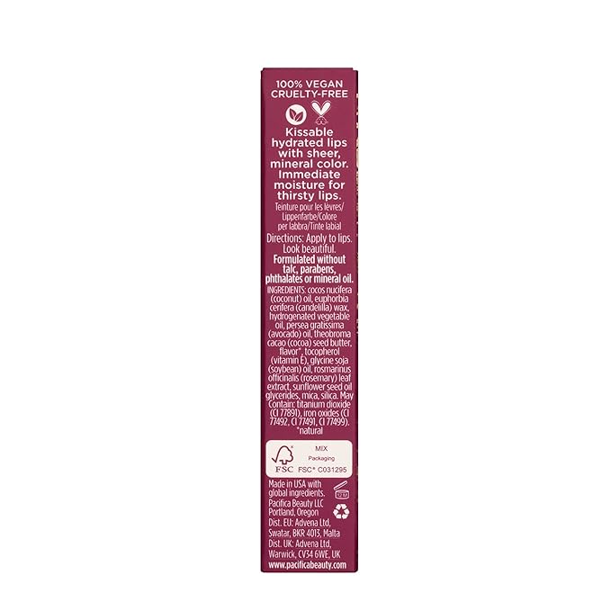Pacifica Tinted Lip Balm – Color Quench Hydrating Flavored Lip Balm -Sugared Fig Flavor - Red Pink -w/Coconut Oil & Cocoa Butter Natural Clean Beauty Vegan & Dermatologist Tested (Pack of 2)