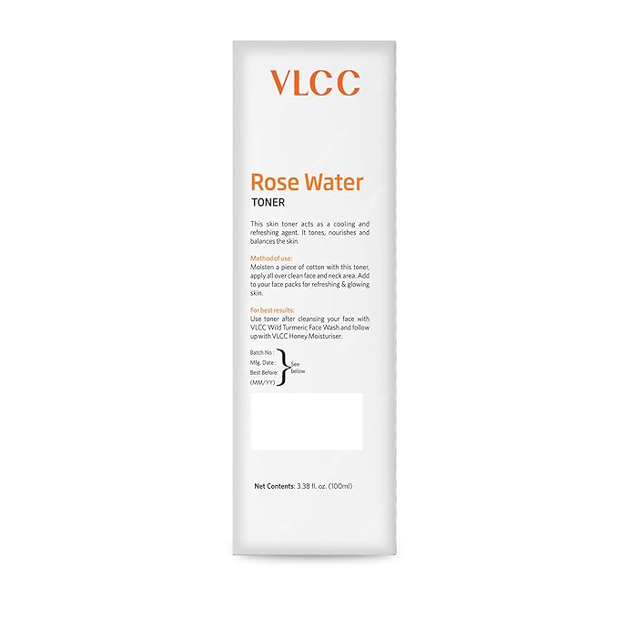VLCC Rose Water Toner - Hydrating and Soothing Face Toner - Refreshing and Nourishing Skin Care with Rose Oil and Aloe Vera - 3.38 oz