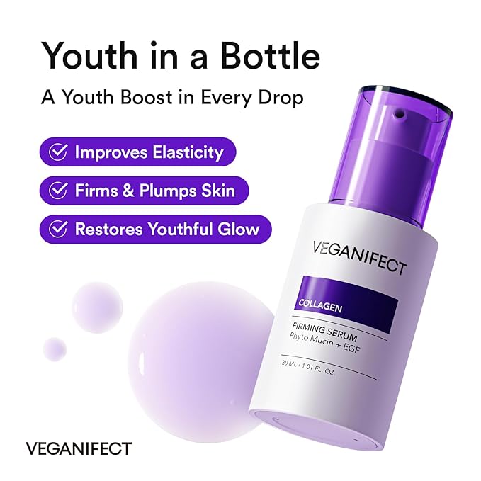 VEGANIFECT NMN Collagen Serum | Elasticity & Firm-Looking Booster with Peptides & Centella Asiatica & Hyaluronic Acid | Skin Resilience & Fine Line Care | Korean Skincare, 1.01 fl.oz