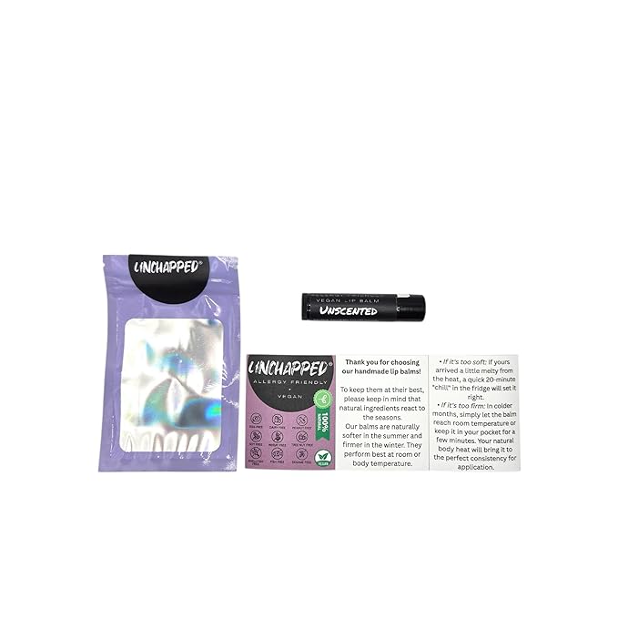 Vegan Lip Balm - All Natural and Free of Beeswax, Soy, Nut, and Top 9 Food Allergens (Unflavored)