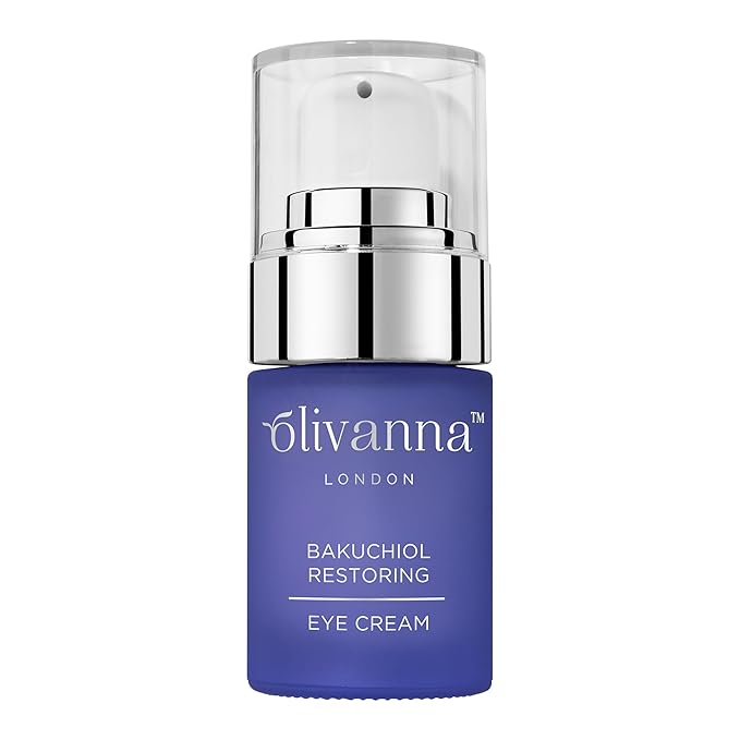 Olivanna Bakuchiol Restoring Eye Cream - Elderflower Extract Reduces Visibility of Dark Circles - Hyaluronic Acid and Glycerin Moisturizes - 0.5 oz