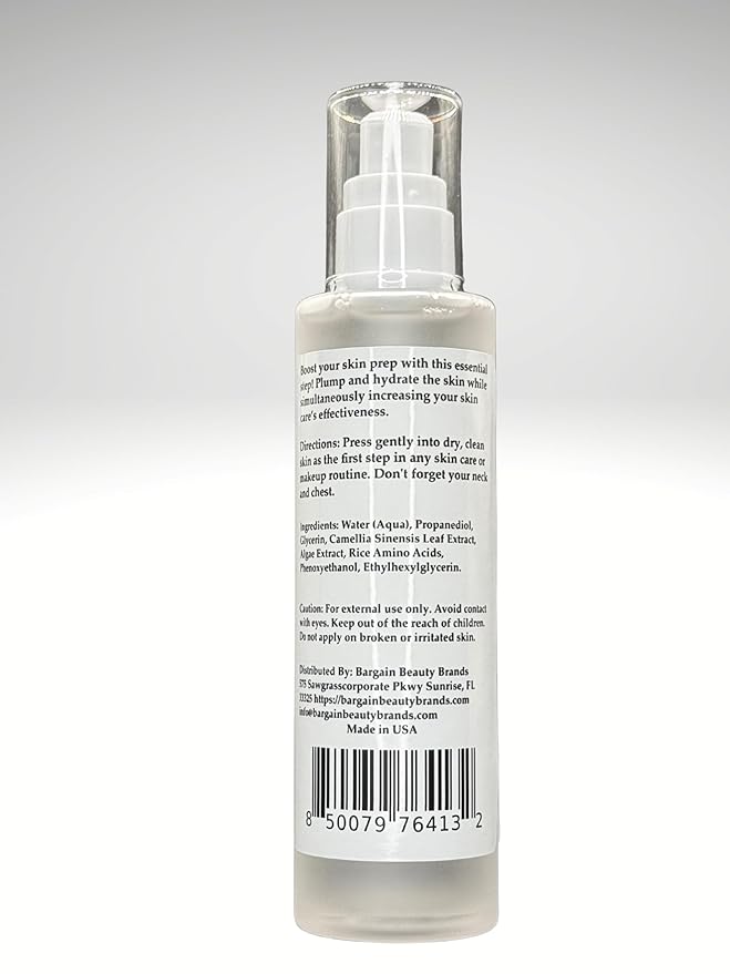 Essence – w/Glycerin & Algae Extract - Paraben Free, Vegan, Gluten Free, BHT Free, Fragrance Free – Hydrating Skin Prep– 140 ml / 5 fl oz