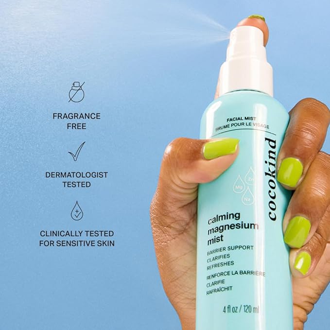 Cocokind Calming Magnesium Mist, Hydrating Facial Spray to Reduce Visible Redness, Clarifying Face Mist for Breakout-Prone Skin, Moisture Barrier Support, (4 fl oz, 1 Pack)