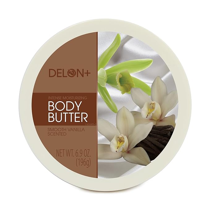 DELON Intense Moisturizing Body Butter, Smooth Vanilla with Shea Butter, 6.9 oz