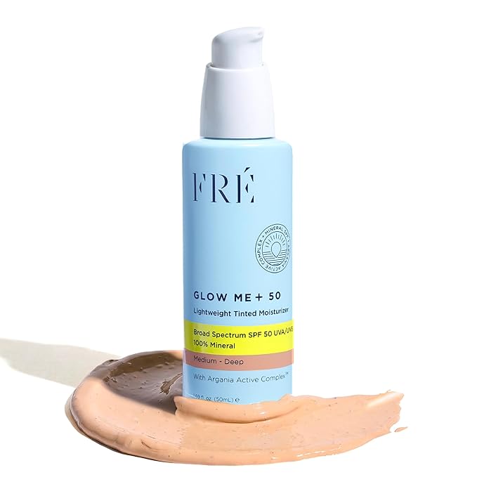 FRÉ Lightweight Tinted Moisturizer SPF 50 | Mineral Face Sunscreen & Water-Resistant BB Cream Makeup with Non-Nano Zinc Oxide | Medium-Deep, 1.69 oz