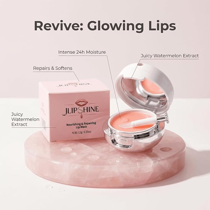 JLIPSHINE Overnight Lip Mask Nourishing & Repairing Lip Balm Deep Hydration with Mineral Rich Formula, Waterproof-(Watermelon)
