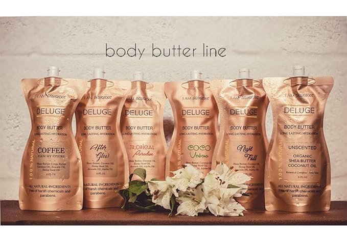 DELUGE juicy citrus Body Butter for Women & Men – 100% Organic Body Butter for Dry Skin - USA Made Natural Body Butter with Long Lasting Hydration & Non-Greasy Finish (6 FL OZ)