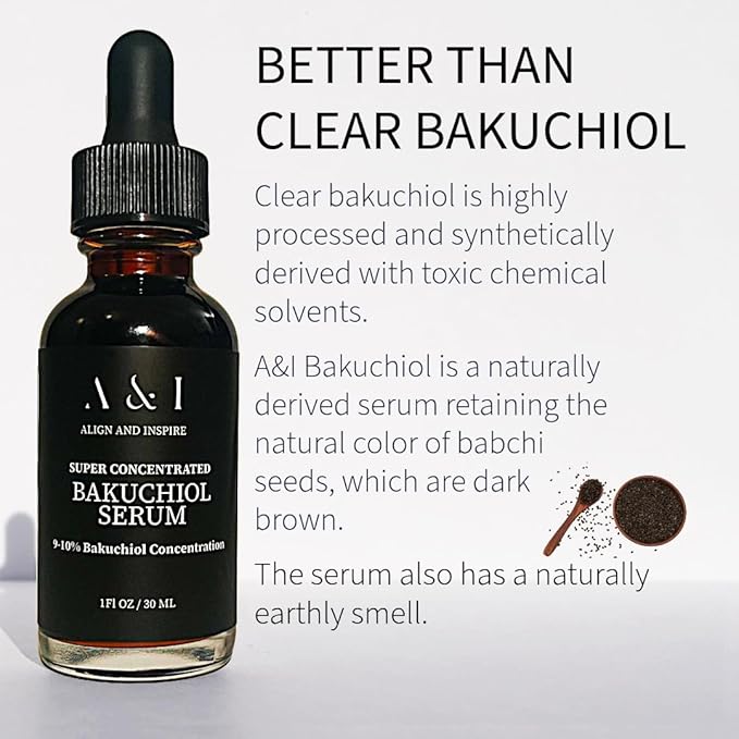 100% Pure, Cold Pressed, Bakuchiol Serum 1 oz, Plant-Based Natural Retinol Alternative