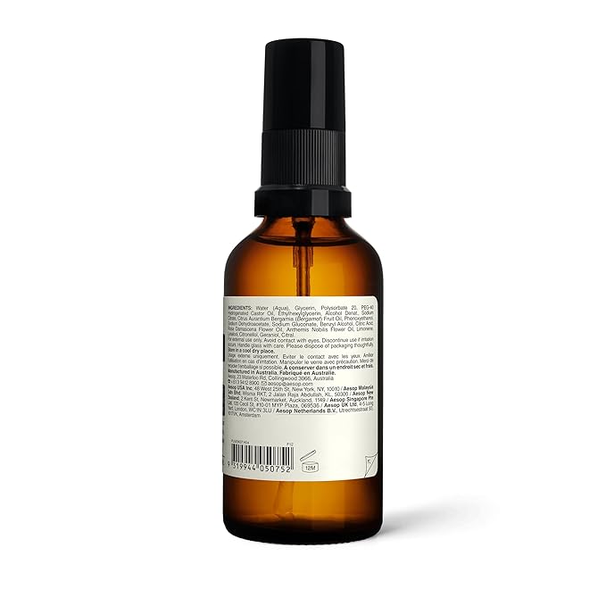 Aesop Immediate Moisture Facial Hydrosol | Hydrating Face Mist with Rose Petal & Bergamot | Hydrator for All Skin Types | Vegan, Cruelty-Free, Paraben-Free | 50 mL/1.7 oz
