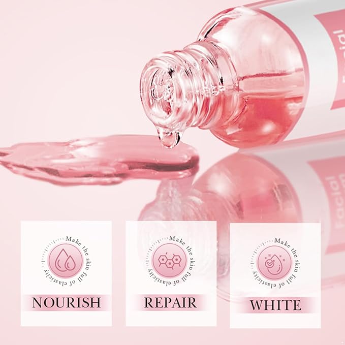 30ML Hydrating Facial Essence for Women Deep Moisture Nourishing Serum Non Greasy Fast Absorbing Skin Care Beauty Essential Pink One Size