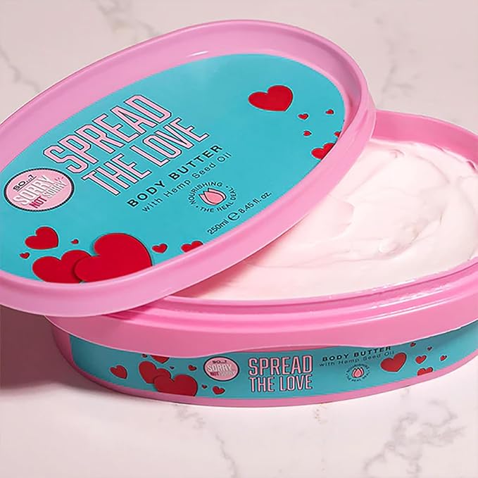 So...?…? Sorry Not Sorry Spread The Love Body Butter - Infused with Hemp Seed Oil and Almond Scent - Reviving, Nourishing Body Lotion for Women - 8.45 oz (Pack of 2)