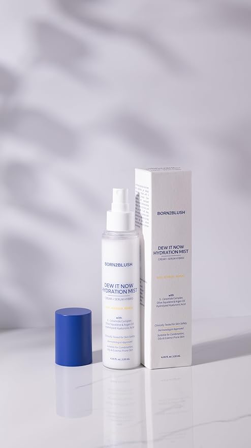 Dew It Now Hydrating Face Mist Spray | Probiotic Barrier-Boosting Facial Spray | Ceramides, Squalane & Argan Oil | Cream Serum Hybrid 3-in-1 | Sensitive Skin | 4fl oz 120ml