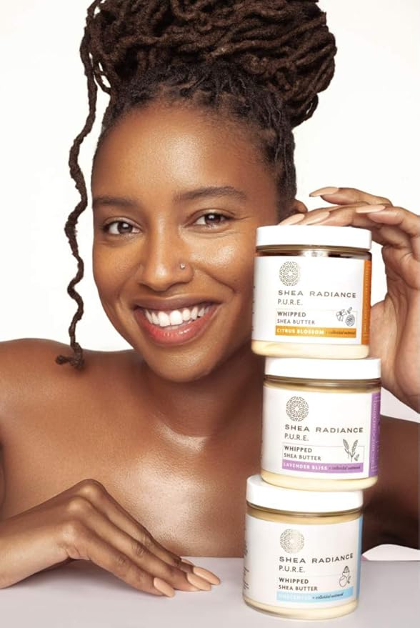 Shea Radiance P.U.R.E. Whipped Shea Butter with Colloidal Oatmeal - Whipped Body Butter Blended with Skin Soothing Oatmeal & Moisturizing Rice Bran Oil | Lavender Bliss (5 oz)
