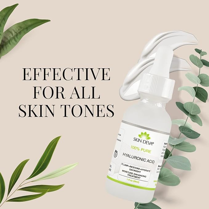 Skin Deva 100% Pure Hyaluronic Acid Serum for Face – Hydrating Facial Serum to Help Plump and Smooth the Appearance of Fine Lines – Lightweight Moisture Boost for All Skin Types – 1 Fl oz
