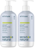 ATTITUDE Body Lotion for Sensitive Skin with Oat,EWG Verified,Dermatologically Tested,Vegan,Extra Gentle,Unscented,16 Fl Oz,(Pack of 2)