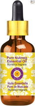 Deve Herbes Pure Nutmeg Essential Oil (Myristica fragrans) with Glass Dropper Steam Distilled 10ml (0.33 oz)