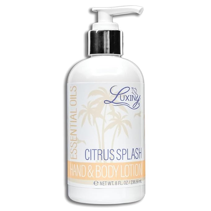 Luxiny Daily Vegan Hand & Body Lotion for Dry Skin,Made with Jojoba Oil & Vitamin E, USA Made, Non Greasy Phthalate/Sulfate/Paraben Free & Cruelty-Free Formula, 8 oz (8 oz, Citrus Splash)