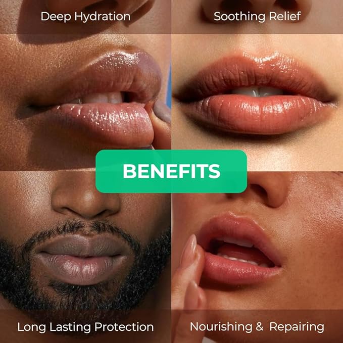 RaGaNaturals Natural Mint Lip Balm - Hydrating Lip Moisturizer for Dry & Cracked Lips with Shea Butter, Cocoa Butter, Vitamin E & Beeswax - Refreshing Mint, Non-Tinted For Wommen, Men & Kids – 4 Pack