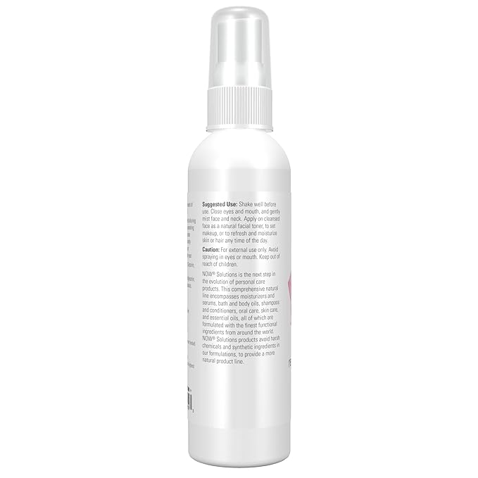 NOW Solutions Rosewater Rejuvenating Mist, Hydration and Rejuvenation Spray for All Skin and Hair Types, 4-Ounce
