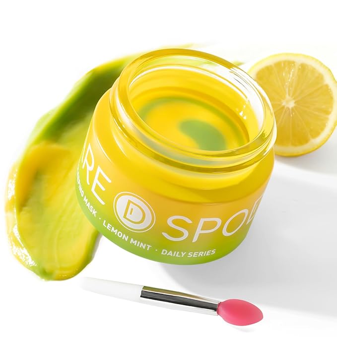 SPODARE Lip Mask, Hydrating Overnight Lip Sleeping Mask, Lip Moisturizer for Dry Cracked Lips Care, Dual-Color Lips Balm for Nourishing and Softening Lips, Minimizes Fine Lines - Lemon Mint