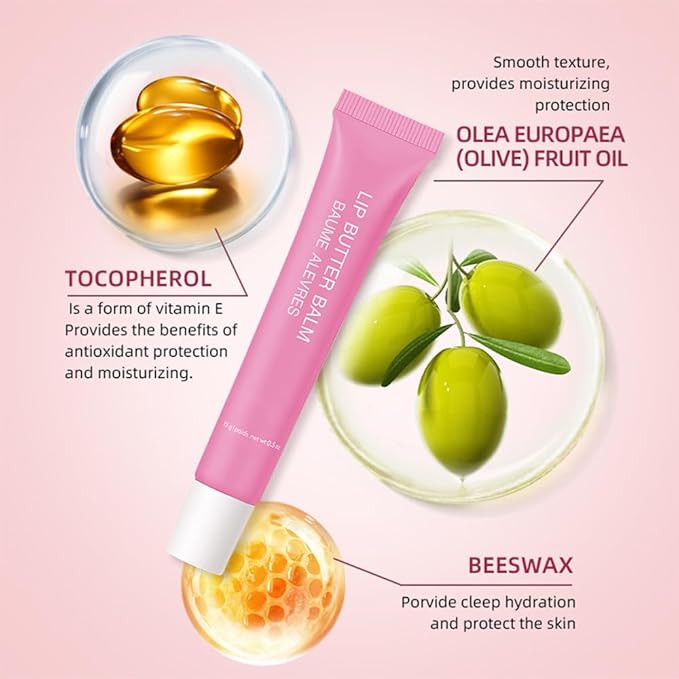 4 PCS Summer Butter Lip Balm. Ultra-Hydrating Lip Care with Shea Butter & Olive Oil, Soothes Dry Lips with Natural Tint & Gloss Effect, Lip Plumper Moisture & Light Lip Stain Finish Set 04